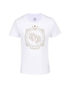T-shirt Enfant Blanc Gemeaux Cartomancie Signe Astrologie Zodiaque Astres Constellation Tarot