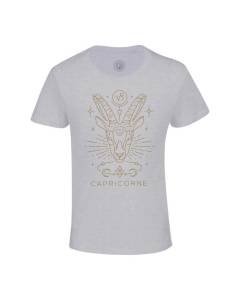 T-shirt Enfant Gris Capricorne Signe Astrologie Bohème Zodiaque Astres Constellation