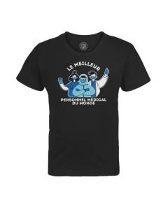 T-shirt Enfant Noir Le Meilleur Personnel Médical du Monde Docteur Urgence Medecin Hopital