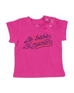T-shirt Bébé Manche Courte Rose C'est le Bébé qui Crée la Maman Citation