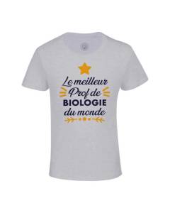 T-shirt Enfant Gris Le Meilleur Prof de Biologie du Monde Collège Lycée Professeur Ecole Education