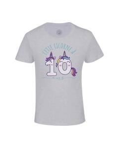 T-shirt Enfant Gris Cette Licorne À 10 Ans Anniversaire Celebration Enfant Cadeau