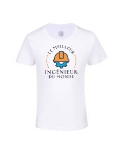 T-shirt Enfant Blanc Le Meilleur Ingénieur du Monde Métier Construction Métier Aviation