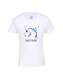 T-shirt Enfant Blanc Sagittaire Signe Astrologie Prevision Stellaire Céleste Solaire Sideral Etoile
