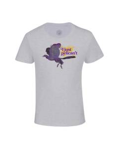 T-shirt Enfant Gris I Just Pelican't Collage Parodie Humour Vintage Illustration Art Animal Oiseau Jeu de Mot Anglais Puns Zoomer