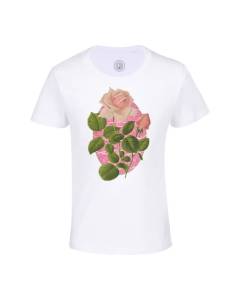 T-shirt Enfant Blanc Roses Vintage Zoomers Collage Botanique Nature Fleurs Vintage Streetwear