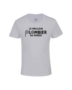 T-shirt Enfant Gris Le Meilleur Plombier du Monde Chauffage Plomberie Construction Ouvrier