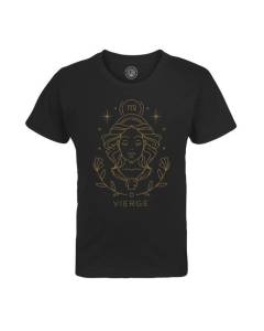 T-shirt Enfant Noir Vierge Signe Astrologie Bohème Zodiaque Astres Constellation