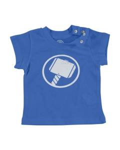 T-shirt Bébé Manche Courte Bleu Thor Super Héros BD Film Geek