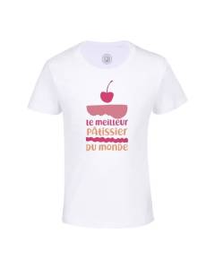 T-shirt Enfant Blanc Le Meilleur Patissier du Monde Dessert Patisserie Gateau Boulangerie