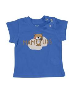 T-shirt Bébé Manche Courte Bleu Mamours la Maman Ours Dessin Illustration