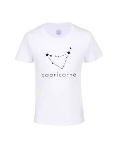 T-shirt Enfant Blanc Capricorne Etoile Signe Astrologie Constellation Minimaliste