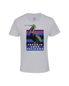 T-shirt Enfant Gris Freakin Love Pelicans Collage Vintage Humour Illustration Art Animal Oiseau Streetwear Zoomer
