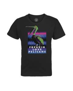 T-shirt Enfant Noir Freakin Love Pelicans Collage Vintage Humour Illustration Art Animal Oiseau Streetwear Zoomer