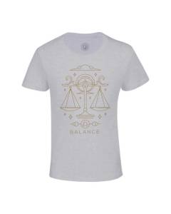 T-shirt Enfant Gris Balance Signe Astrologie Bohème Zodiaque Astres Constellation