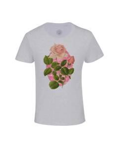 T-shirt Enfant Gris Roses Vintage Zoomers Collage Botanique Nature Fleurs Vintage Streetwear