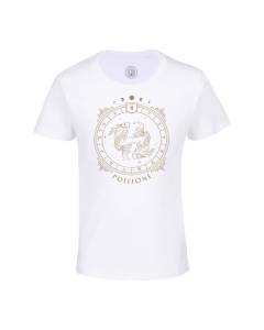 T-shirt Enfant Blanc Poisson Cartomancie Signe Astrologie Zodiaque Astres Constellation Tarot