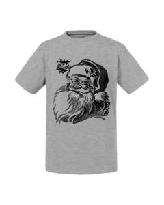 T-shirt Enfant Gris Dessin Pere Noel Noir Et Blanc Vintage Retro Santa Claus