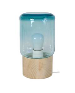 TOSEL Lampe à poser 1 lumière - luminaire intérieur - verre bleu - Style inspiration nordique - H22cm L12cm P12cm