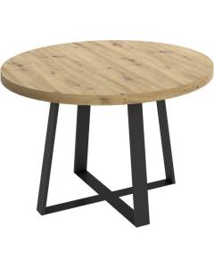 Table à manger fixe pieds métal - Décor Chêne - Dimensions 120 cm