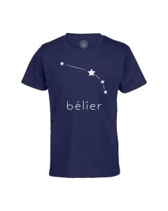 T-shirt Enfant Bleu Belier Etoile Signe Astrologie Constellation Minimaliste