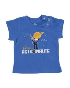 T-shirt Bébé Manche Courte Bleu Futur Astronaute Rêve d'Enfant Métier