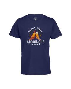 T-shirt Enfant Bleu La Meilleure Alcoolique du Monde Biere Vin Soirées Apéro Fete Alcool