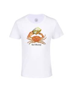 T-shirt Enfant Blanc Get Money Collage Vintage Illustration Humour Humour Zoomer Streetwear