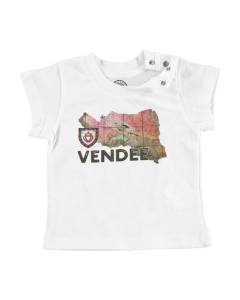 T-shirt Bébé Manche Courte Blanc Vendée 85 Departement La Roche sur Yon Carte Ancienne