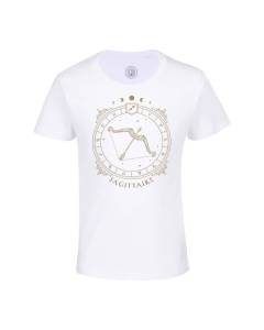 T-shirt Enfant Blanc Sagittaire Cartomancie Signe Astrologie Zodiaque Astres Constellation Tarot