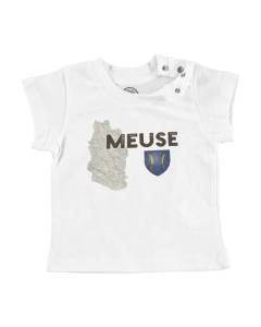 T-shirt Bébé Manche Courte Blanc Meuse 55 Departement Bar-le-Duc Carte Ancienne Est France