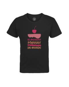 T-shirt Enfant Noir Le Meilleur Patissier du Monde Dessert Patisserie Gateau Boulangerie