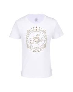 T-shirt Enfant Blanc Scorpion Cartomancie Signe Astrologie Zodiaque Astres Constellation Tarot