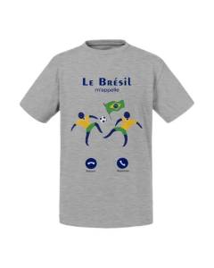 T-shirt Enfant Gris Le Brésil M'Appelle Foot Culture Voyage