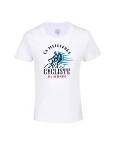 T-shirt Enfant Blanc La Meilleure Cycliste du Monde VTT Route Cyclisme