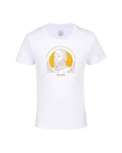 T-shirt Enfant Blanc La Sagesse Commence Dans L'émerveillement Socrates Citation Philosophie