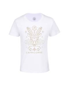 T-shirt Enfant Blanc Capricorne Signe Astrologie Bohème Zodiaque Astres Constellation