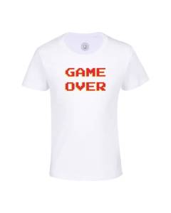 T-shirt Enfant Blanc Game Over Retro Arcade Gaming Jeux Video 8 Bits