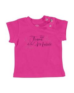 T-shirt Bébé Manche Courte Rose Team de la Mariée Mariage Noces Mariée Calligraphie