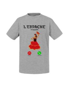 T-shirt Enfant Gris L'Espagne M'Appelle Flamenco Danse Tradition