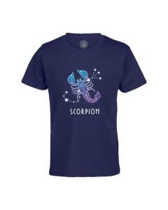T-shirt Enfant Bleu Scorpion Signe Astrologie Prevision Stellaire Céleste Solaire Sideral Etoile