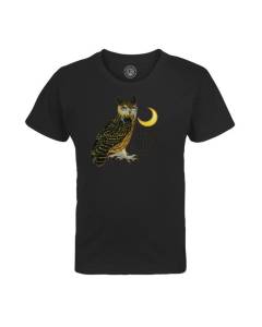 T-shirt Enfant Noir Certified Night Owl Collage Vintage Illustration Art Animal Travail de Nuit Oiseau