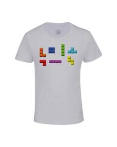 T-shirt Enfant Gris Blocks Arcade Retro Classique Jeux Video Retro Gaming 1980