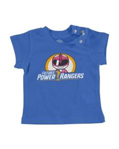 T-shirt Bébé Manche Courte Bleu Future Power Rangers Rose Héros Film