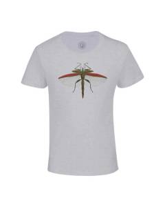 T-shirt Enfant Gris Vintage Insecte Botanique Collage Nature Illustration Géometrie