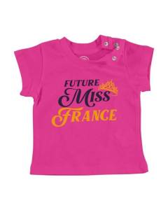 T-shirt Bébé Manche Courte Rose Future Miss France Enfant Beauté