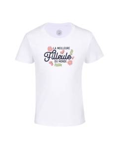 T-shirt Enfant Blanc La Meilleure Filleule du Monde Marraine Famille