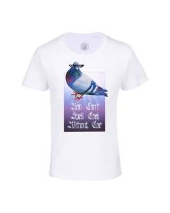 T-shirt Enfant Blanc You Can't Spell Cool Collage Vintage Illustration Art Animal Pigeon Humour Puns Zoomer Streetwear Parodie