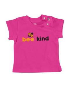 T-shirt Bébé Manche Courte Rose Bee Kind Écologie Environnement Bio Diversité