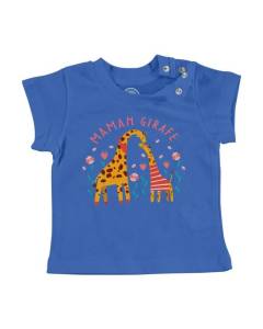 T-shirt Bébé Manche Courte Bleu Sophie la Maman Girafe Dessin Illustration